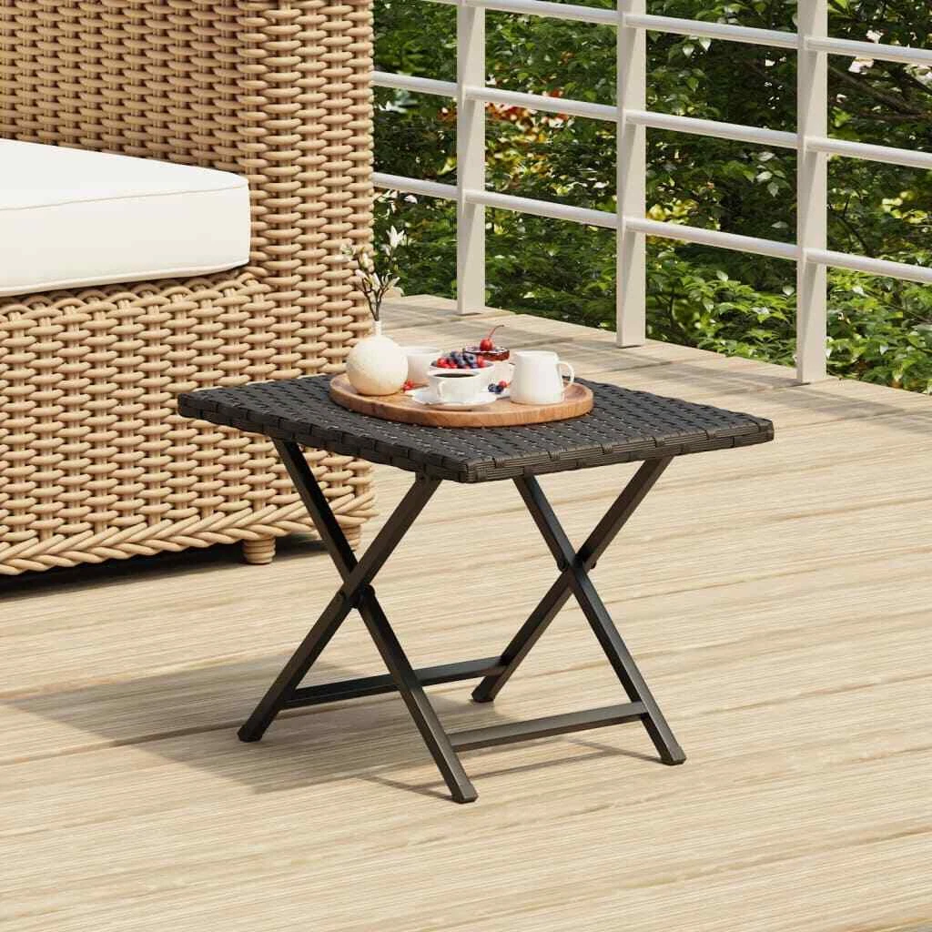 Small black 2024 rattan garden table