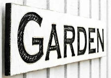 Garden Sign - Carved in a Solid Wood Board Rustic Distressed Farmhouse