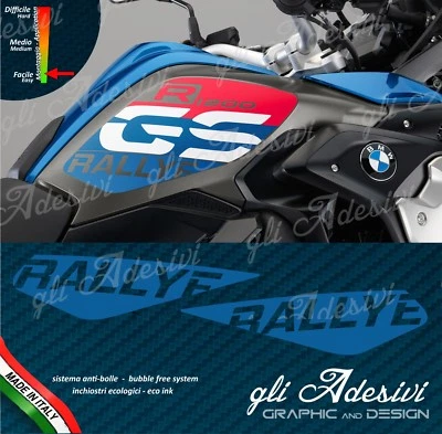2 Adesivi BMW R 1200 GS LC RALLYE fianco serbatoio protezione blu rallye opaco