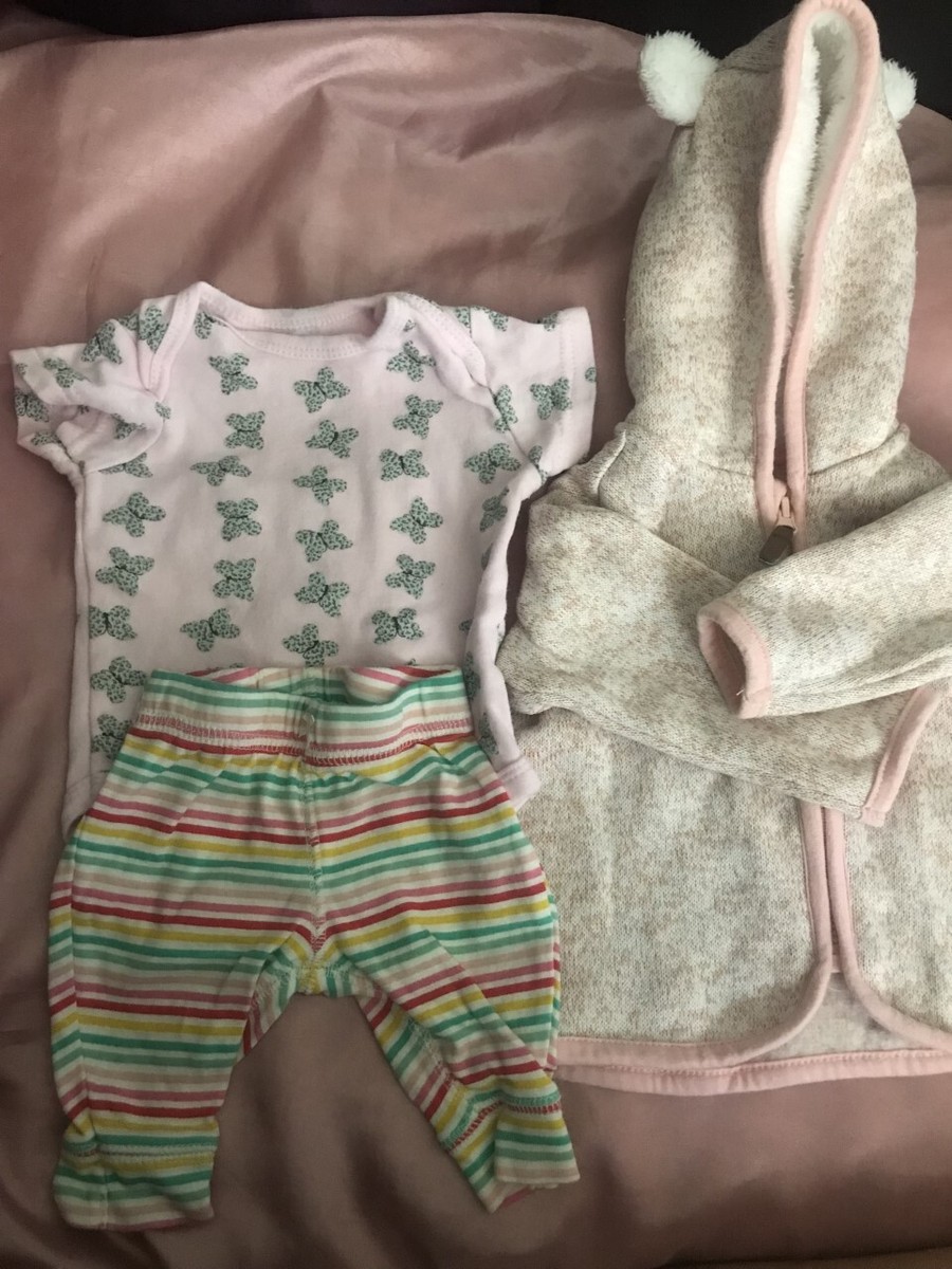 H. M H&M Infant girls Sz newborn - 4 months pink Sweater striped pant
