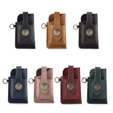 Retro Genuine Leather Waist Bag Key Bag Mobile Phone Bag Sports Waist Belt Bag.