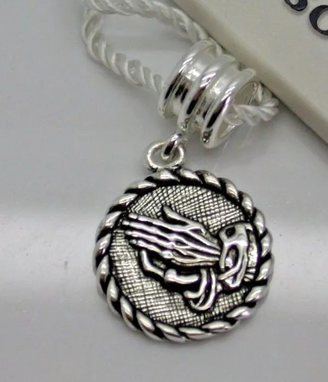 925 STERLING SILVER PERSONA CHARM PRAYER PRAYING HANDS PRAISE GOD RELIGION B6