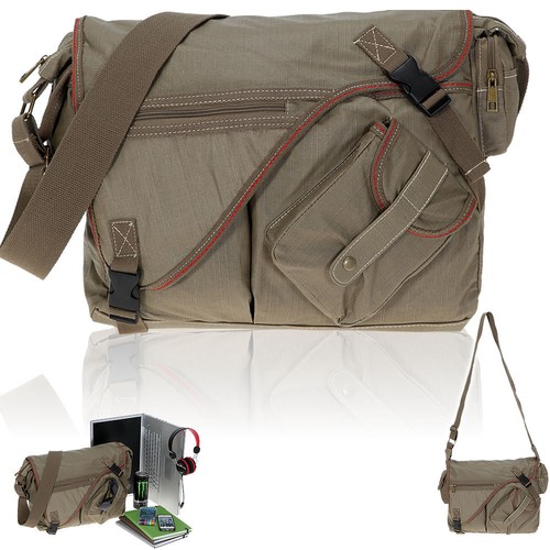 Tasche Schultertasche Elephant Sahara Canvas Laptoptasche Kuriertasche 3692 Oliv - Photo 2/9