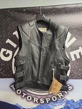 Highway 21 Blockade Vest Men's Large Black Leather Motorcycle Biker Vest CCP/CCW