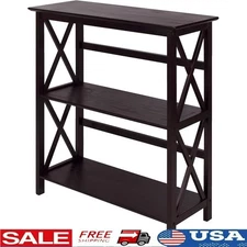 3 Shelf Contemporary Wood Bookshelf Durable Storage Unit Bedroom Study New