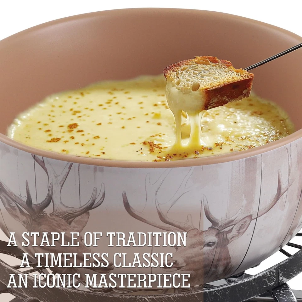 Conjunto de fondue suíço para festa - 2L panela de fondue de queijo de grande capacidade derretimento Choc... - Imagem 3 de 4
