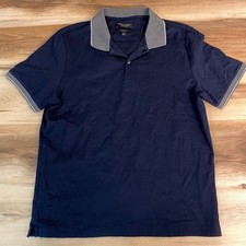 Banana Republic Polo Shirt Mens Large Navy Blue Luxury Touch Standard Fit Tipped
