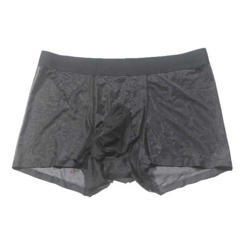 Mens Ultra-thin Oil Shiny Glossy Boxer Shorts Underwear Bulge Pouch Boxer Briefs - Image 4 of 4