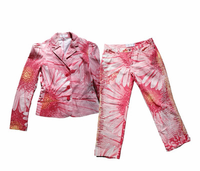 Roberto Cavalli Spring Summer 2000 Ensemble Two Piece Set with Pearl Embroidery 
