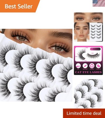 Luxurious Cat Eye 5D Faux Mink Lashes - 5 Pairs for Stunning Volume & Comfort