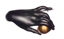 Gabriella Kiss Sterling Bronze "Canova" Hand with Vermeil Plum Pin $1100