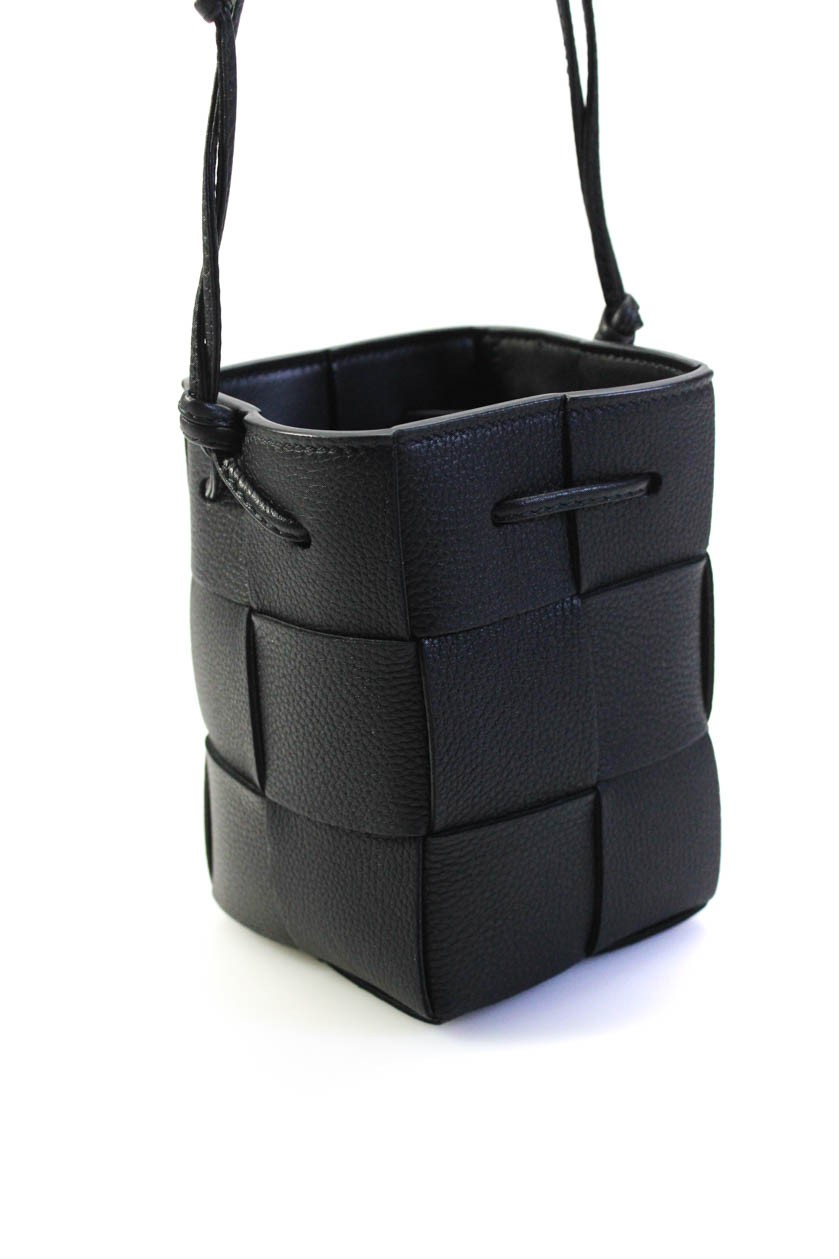 Bottega Veneta Women Mini Cassette Intrecciatto Leather Bucket Bag Handbag Black thumbnail 5