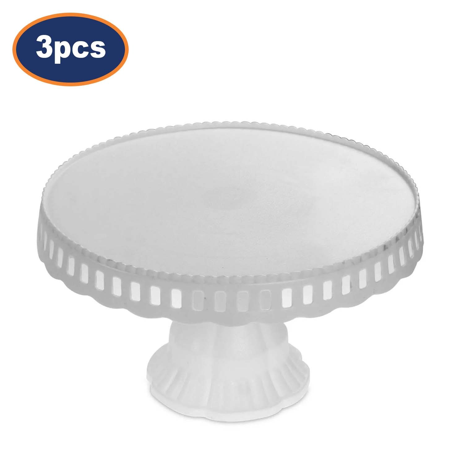 Cake Stand 28cm White Plastic Round Cake Plate Display Party Dessert Holder 3pc