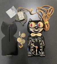 Vintage Black Jeweled Kit Cat Klock Model D8 ~Parts, Replacement, Does Not Work