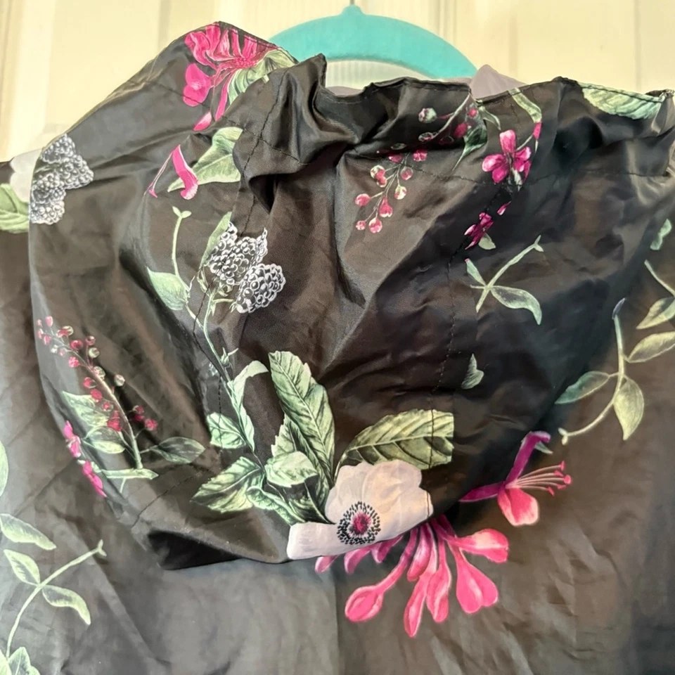 Joules прямо как дождь упаковываемый водонепроницаемый с капюшоном дождевик черный цветочный - Изображение 3 из 4