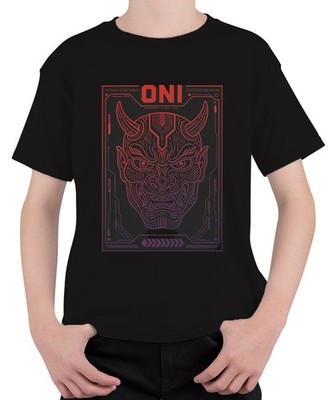 ONI Maske Japanisch Dämon Cyberpunk Techwear Teufel Japan Hannya Kinder T-Shirt