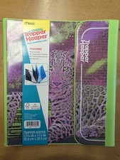 NWT Mead Trapper Keeper Binder 1" Round Rings Green Purple Cheetah 115033 New