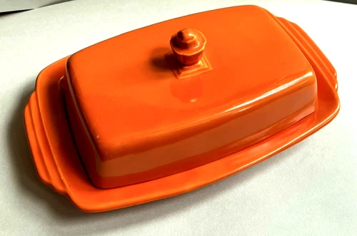 Vintage 1930s Homer Laughlin Harlequin Fiesta Riviera RED large Butter Dish
