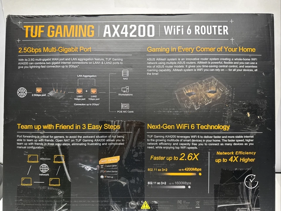TUF gaming WiFi 6 Router ( TUF-AX4200) Dedicated Gaming Port In Box - Image 2 of 4