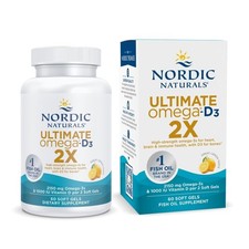 Nordic Naturals Ultimate Omega 2X with Vitamin D3, Lemon 60 Count Pack of 1