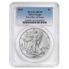 2024 $1 American Silver Eagle PCGS MS70 FDOI Blue Label