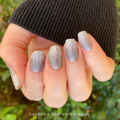 Color Street Nail Polish Strips~Watch Your Web~Dark Light Gray Ombré Spiderwebs