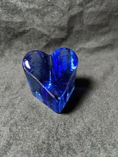 Fire and Light Recycled Blue Glass Heart Signed And Dated 2001