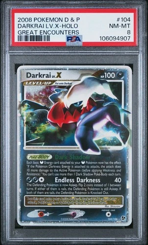 2008 POKEMON DIAMOND & PEARL GREAT ENCOUNTERS #104 DARKRAI LV.X-HOLO PSA 8