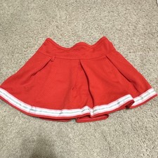 Girls Red White Flare Skort Pleated Pull On Size M 5/6