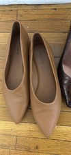 Vince Women  s Tan Leather Pointed Toe Slip-On Flats US 6 Glitter Accent