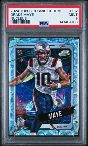 141404108 Drake Maye 2024 Topps Cosmic Chrome #162 Nucleus Refractor RC PSA 9