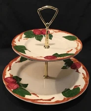 FRANCISCAN APPLE TWO (2) TIER SERVING TRA Y TIDBIT PLATTER DISH