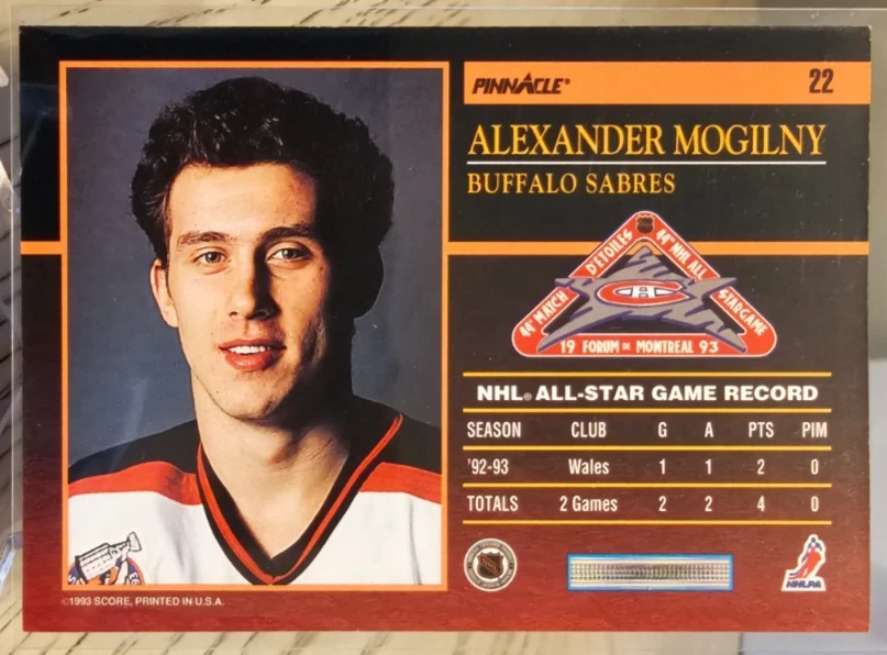 1993-94 Pinnacle All-Stars Alexander Mogilny #22 Buffalo Sabres - Image 2 of 2