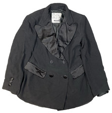 Vintage Moschino Cheap Chic Tuxedo Jacket Womens 6 Black Rayon Acetate Italy