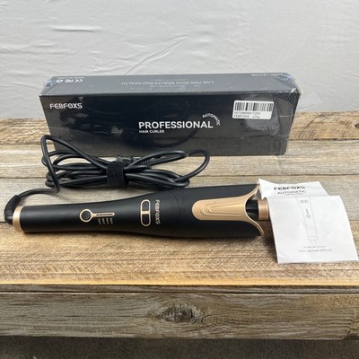 Febfoxs LS-H1026 Curling Iron Professional with 1'' Large Rotating Barrel, Black