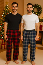 Mens Flannel Thermal Elasticated PJ's Pyjamas pants bottoms Lounge Nightwear