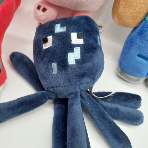 Mojang Minecraft Plush 2 Pigs Mooshroom Octopus Steve Set of 5 Various Sizes - Picture 7 of 18