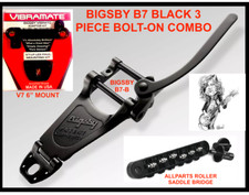 NEW IN BLACK Bigsby B7, Vibramate V7 Roller Saddle Bridge 4 Gibson/Epi guitars