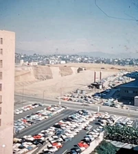3-D Stereo REALIST Slide  1959 LOS ANGELES BUNKER HILL CONSTRUCTION SITE Parking