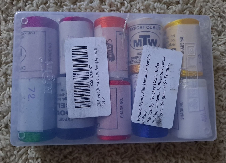 Unobite Silk Thread for Jewelry Making Multicolors Pack Of 10 New - Image 3 of 4