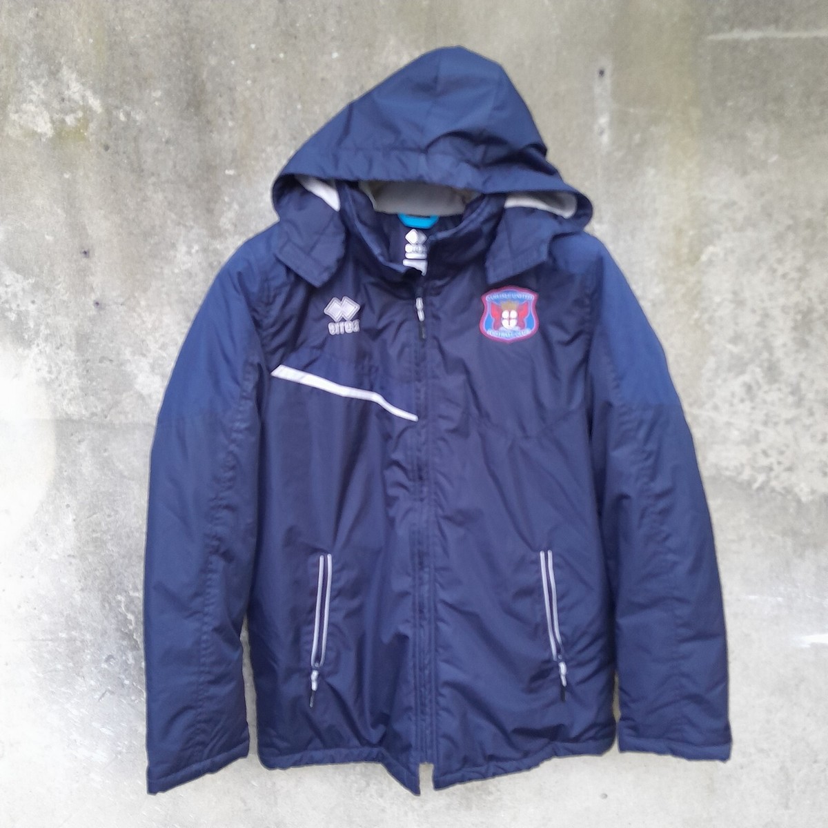 Carlisle United navy long football bench coat Large mens