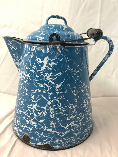 Antique Granite ware enamelware blue 