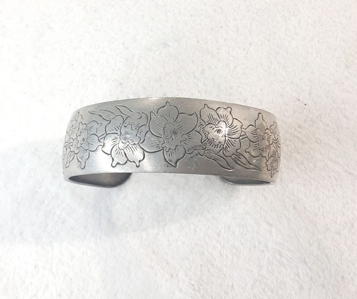 Vintage Kirk Stieff Pewter Cuff Bracelet Jonquil 900-3 Vintage Kirk Stieff Pewter Cuff Bracelet Jonquil 900-3
