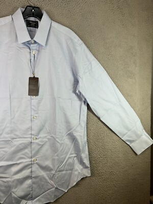 TM Lewin Shirt Men 16.5&frasl;34.5 Blue Jermyn St London Easy Iron