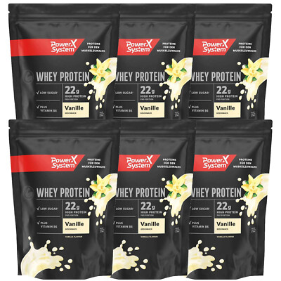 Whey Protein Pulver Vanille 6 x 360g Eiweiß Pulver Low Sugar Vitamin B6