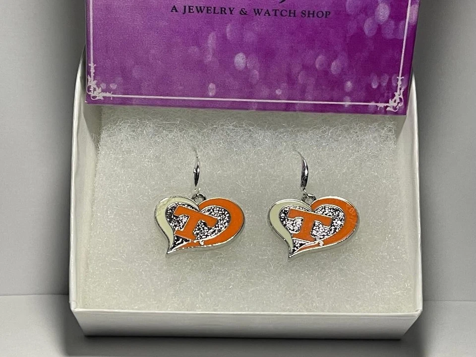 Tennessee Volunteers NCAA Heart Shaped Dangle Earrings NEW - Image 2 of 3