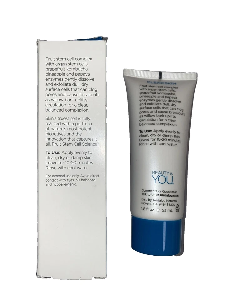 ANDALOU NATURALS 透明皮肤康普茶酶去角质面膜 1.8 盎司/53 毫升全新 — 第 4/4 张图片