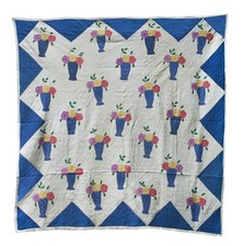 An Antique Applique Quilt, Flower Baskets, 80" X 78"