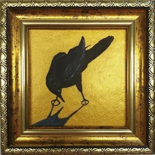 Crow shadow cool Painting Bird Raven Wall Art Golden Painting Framed