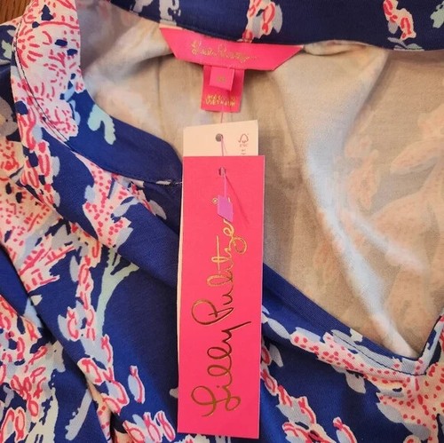 NEW Lilly Pulitzer Traci Long Sleeve Tiered Dress Borealis Blue Swim On Over M - Picture 5 of 8